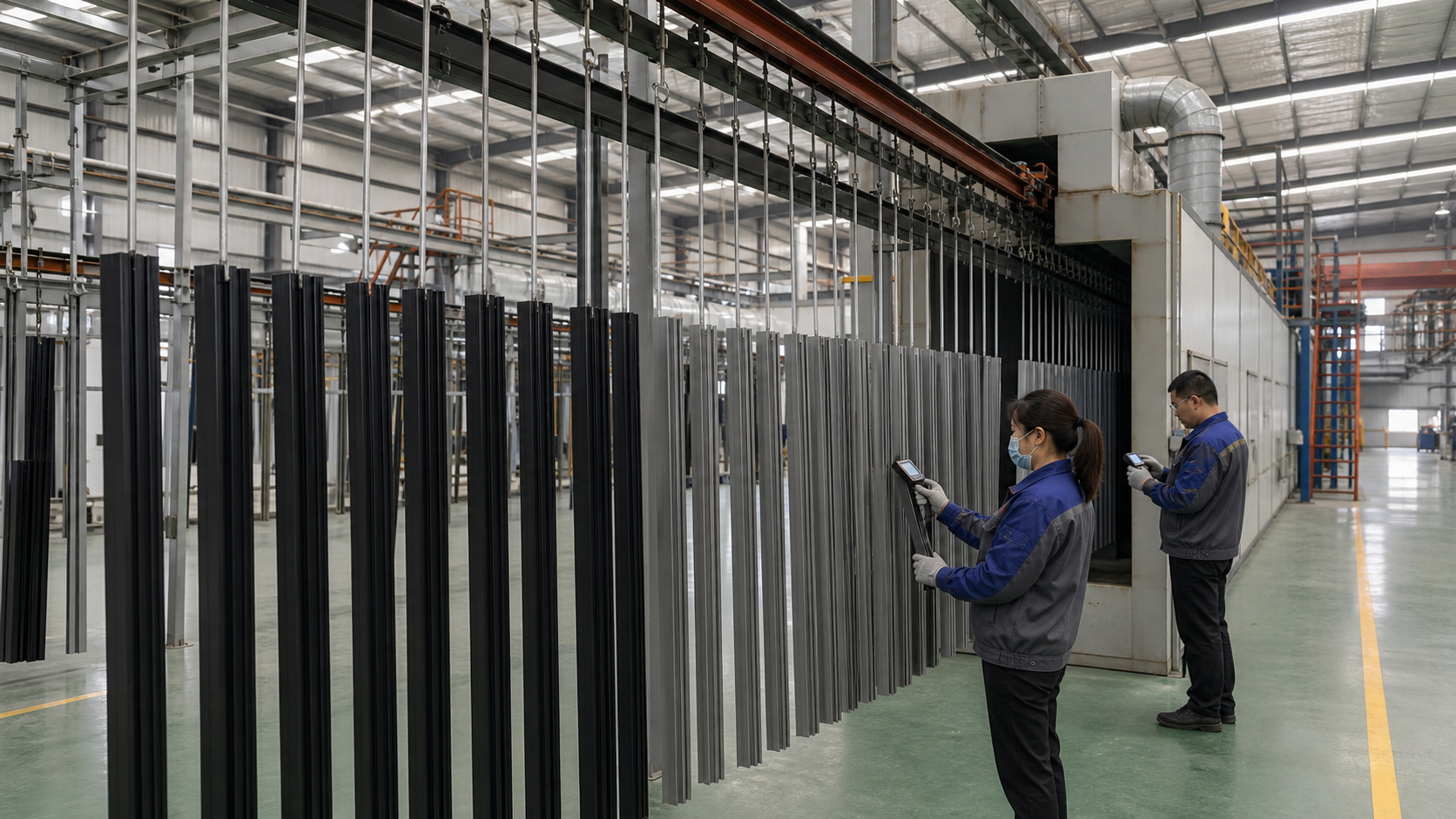 Surface inspection after aluminium profile powder coating and curing