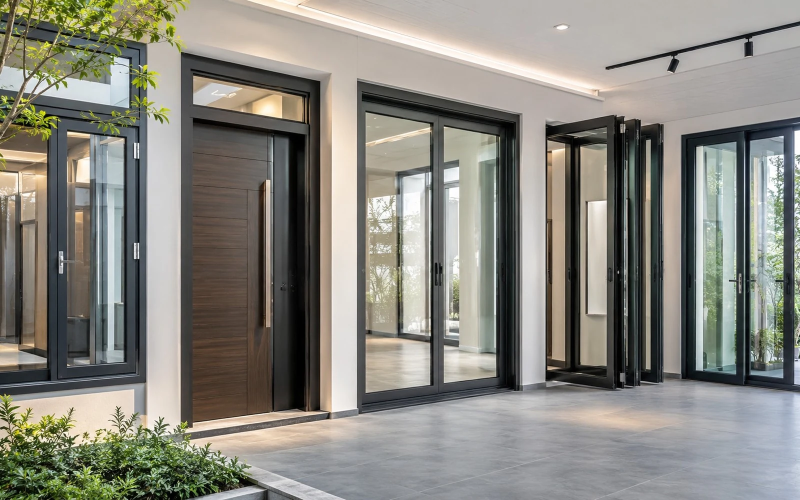 Installed aluminum folding door shown in a real project setting