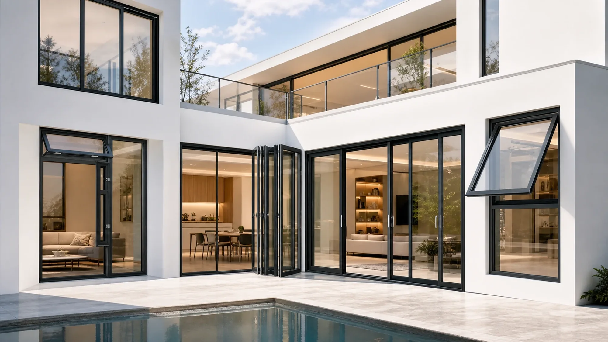 Luxury aluminum windows and doors for a modern villa project