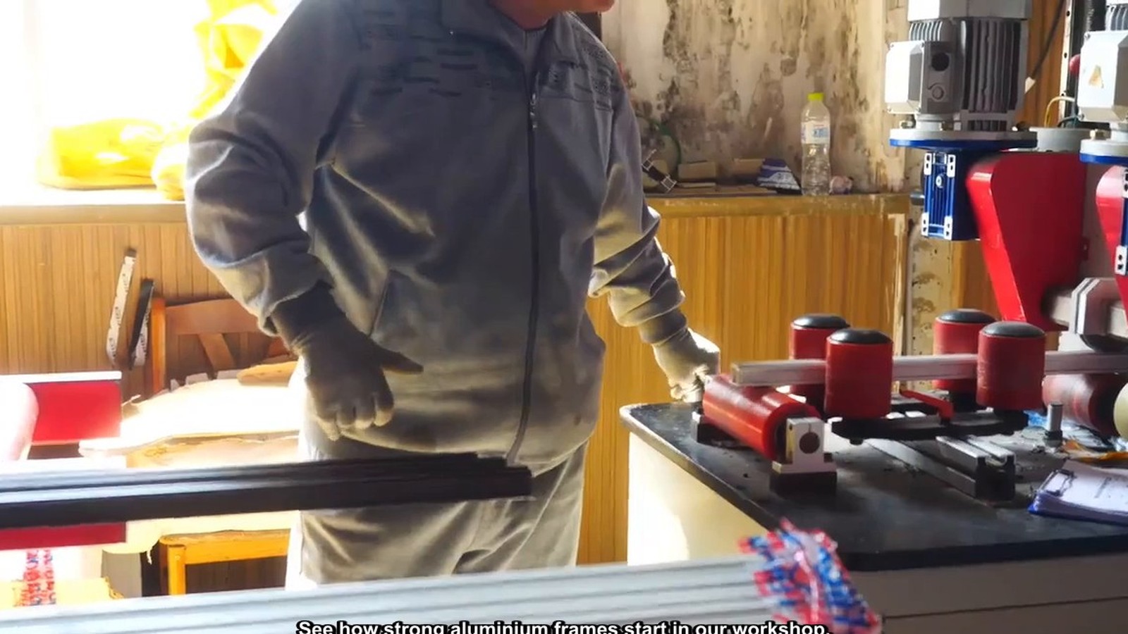 Aluminium profile processing in the workshop